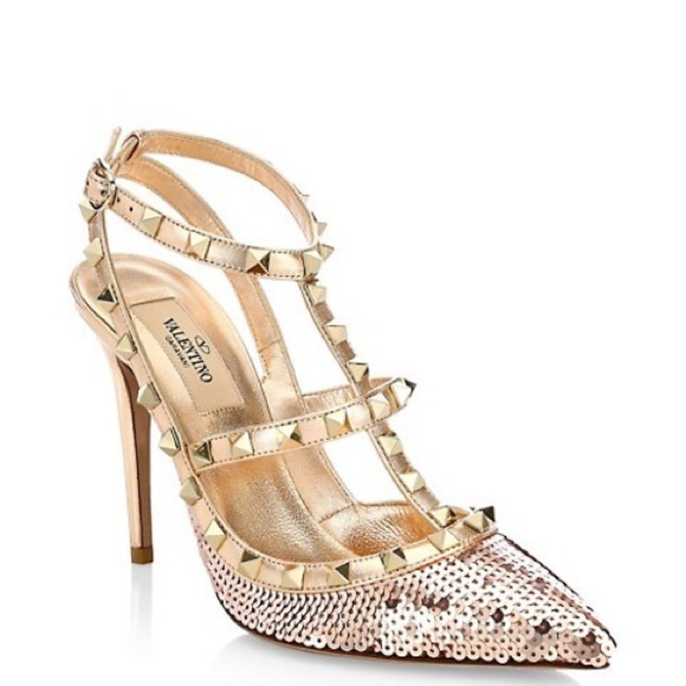 Valentino gold sequin heels